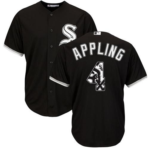 White Sox #4 Luke Appling Black Team Logo Fashion Stitched MLB Jersey